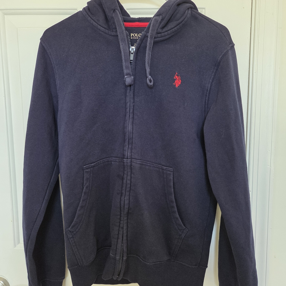 U.S. Polo Assn. Kids Navy Hoodie with Red Logo